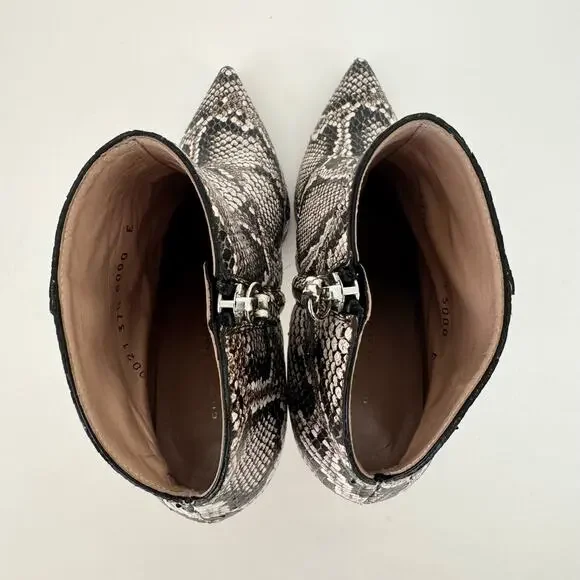 Giuseppe Zanotti Tysha Snake Embossed Leather Ankle Boots 37.5 (US7.5)